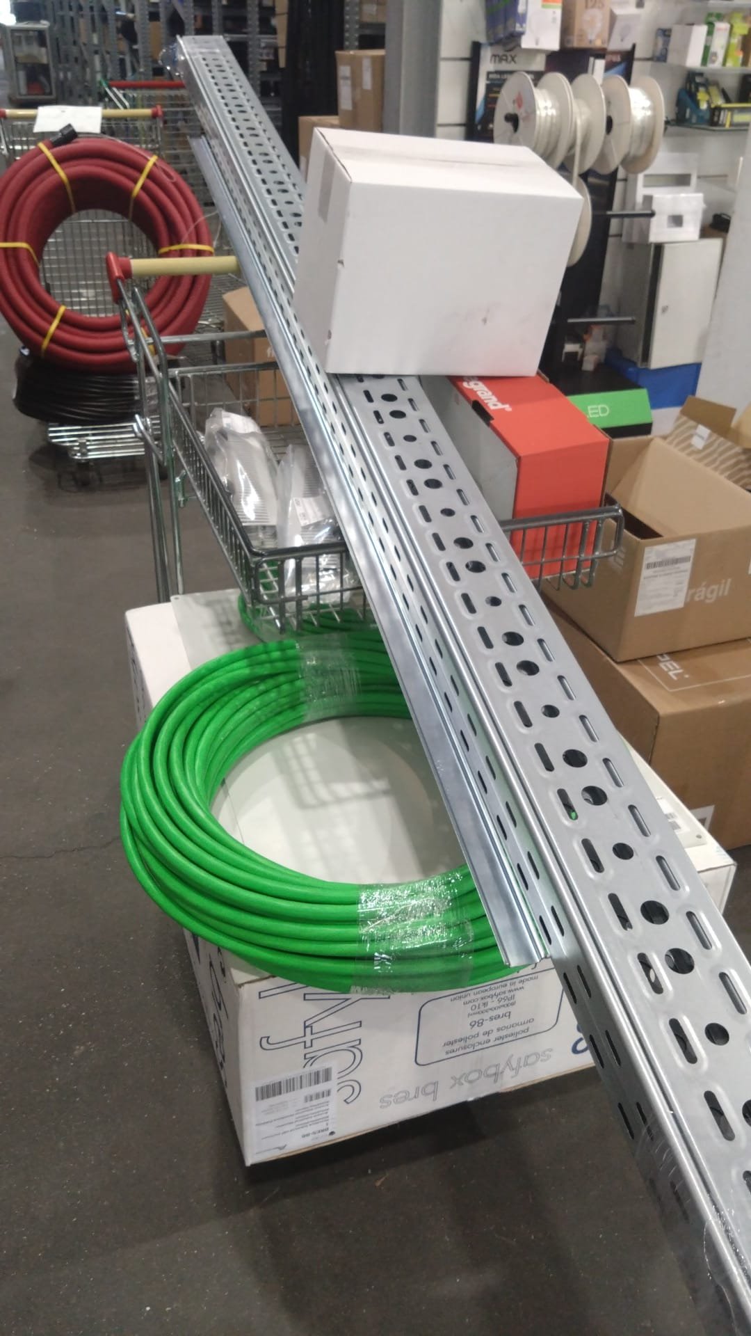 Cable tray, conduit and fittings collected from the supplier for the job